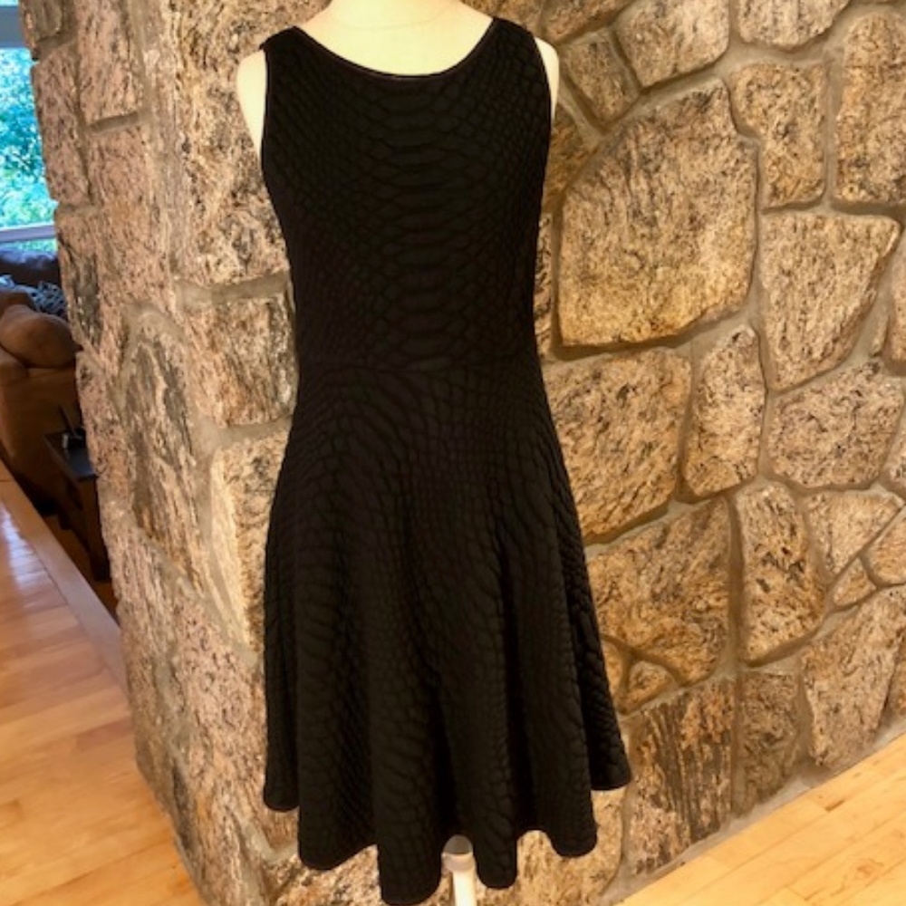 Catherine Malandrino Black Textured Sleeveless Fit-and-Flare Dress